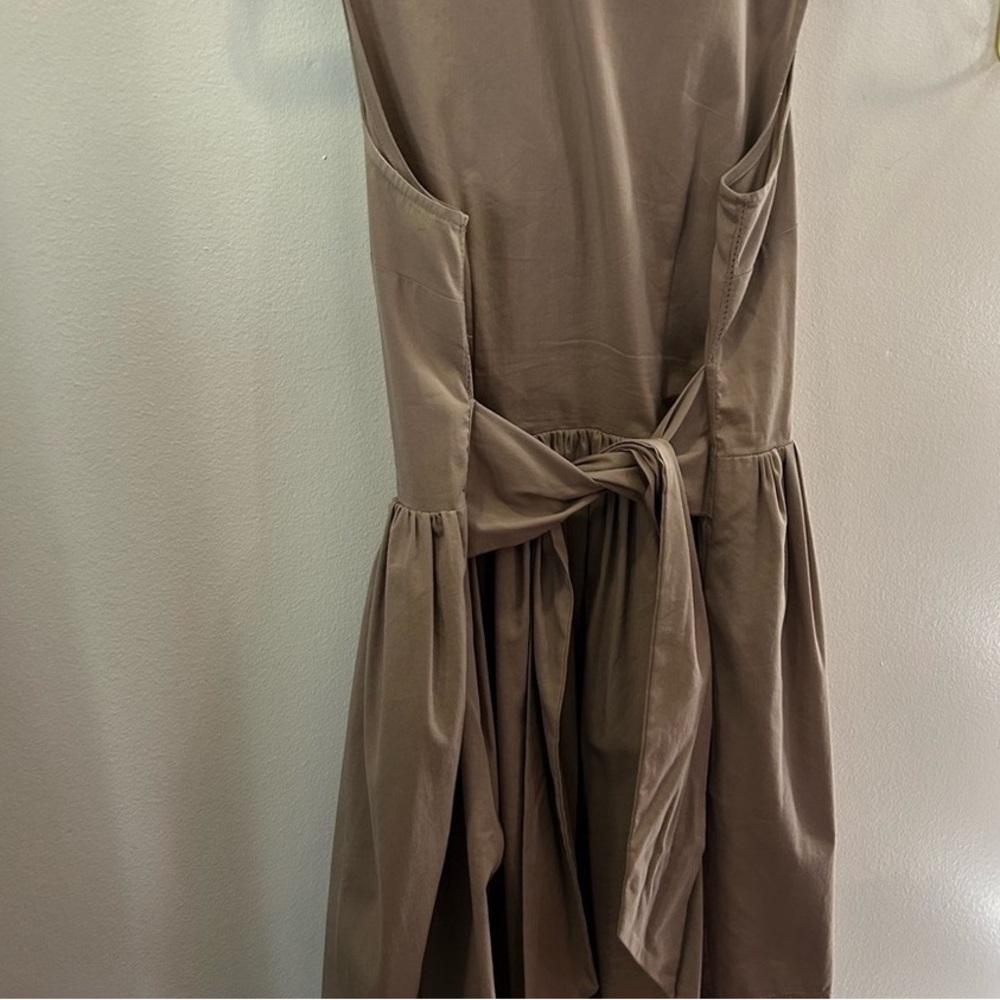 Sleeveless Tie-Waist Shirt Dress in Taupe - Picture 3 of 3